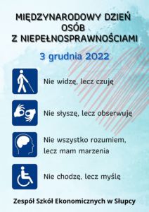 Plakat na temat Międzynarodowego Dnia Osób z Niepełnosprawnościami 